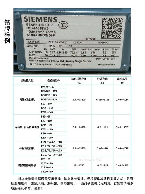 西門子電機中國有限公司，西門子電機銘牌參數(shù)說明